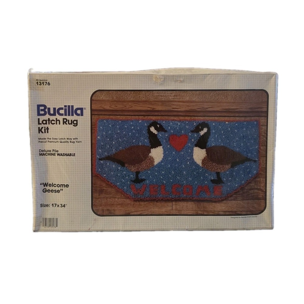 Bucilla Latch Rug "Welcome Geese"  17"x34"  Canada Geese Sealed New NOS Vintage